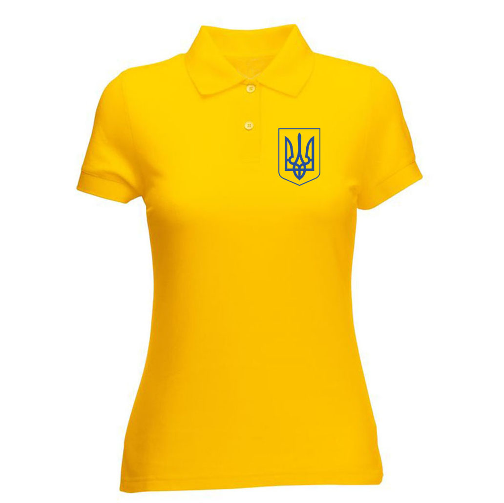 Футболка жіноча поло "Герб України", жовта