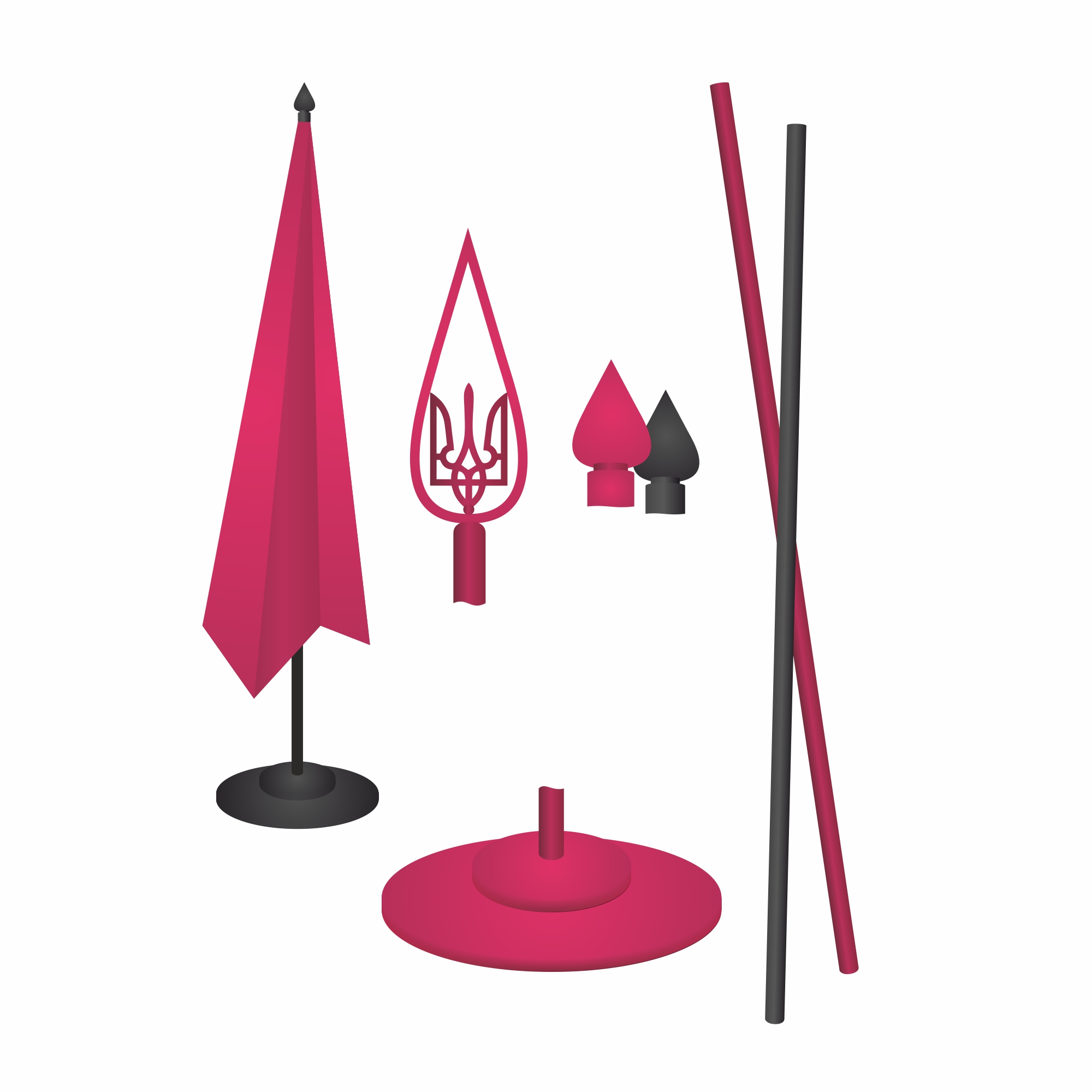 Одноріжкова підставка для кабінетного прапора